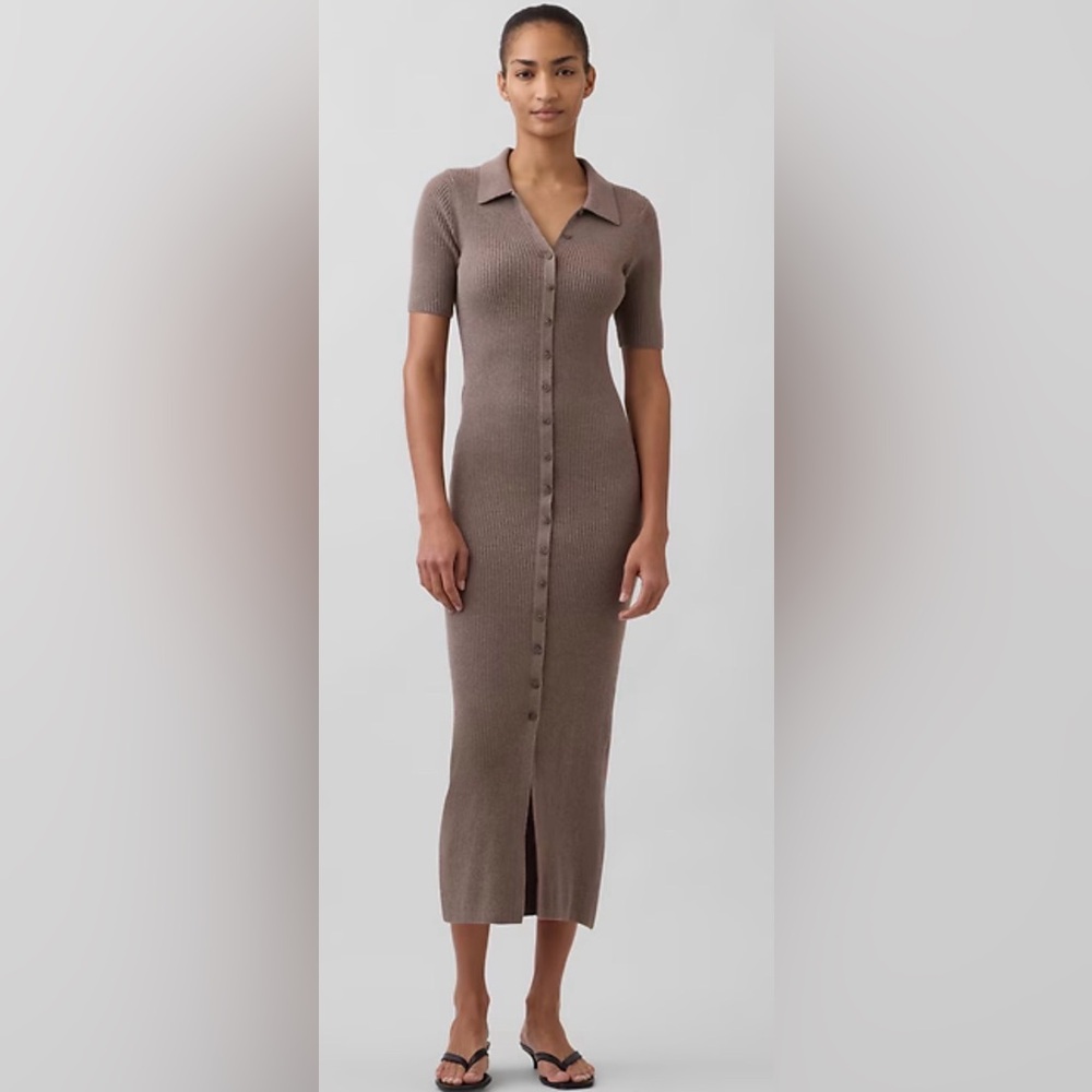 Gap CashSoft Rib Collared Midi Cardigan Dress Women’s Size Small Brand New